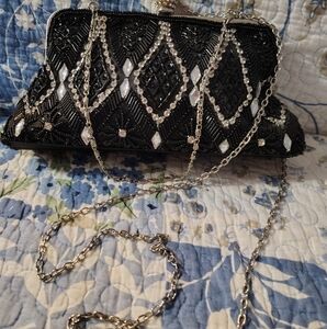 Elegant Black Beaded Clutch